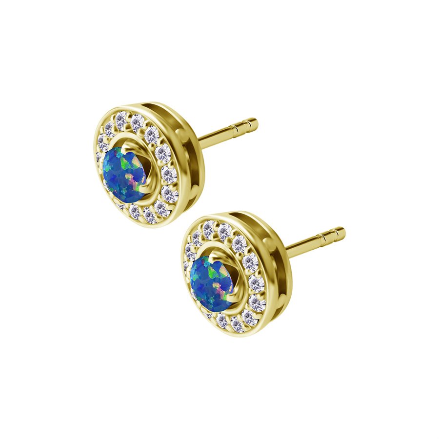 Boucle d'oreilles plaquées or 24k avec opal et pierres